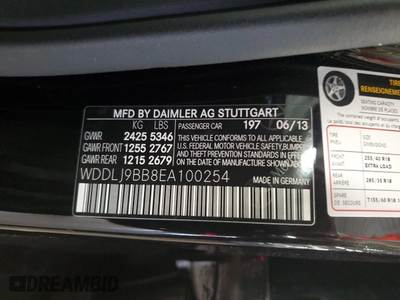 2014 Mercedes-Benz CLS 550 with VIN WDDLJ9BB8EA100254, listed as a Copart auction lot 57229935 with 132,574 mi miles and Salvage title. Bid and sale history available at DreamBid. Image 12.
