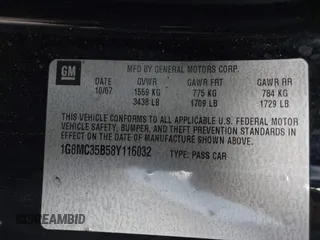 2008 Saturn Sky with VIN 1G8MC35B58Y116032, listed as a IAAI auction lot 40984700 with 1 mi miles. Bid and sale history available at carsss.com. Image 9.