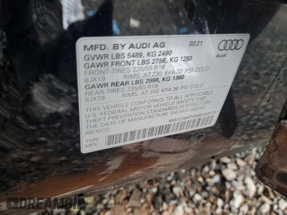 2021 Audi Q5 Prestige with VIN WA1CAAFY5M2082115, listed as a Copart auction lot 51247845 with 34,080 mi miles and Salvage Title. Bid and sale history available at carsss.com. Image 13.