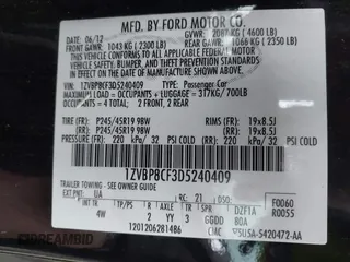 2013 Ford Mustang GT with VIN 1ZVBP8CF3D5240409, listed as a IAAI auction lot 41022550 with 133,744 mi miles. Bid and sale history available at carsss.com. Image 9.