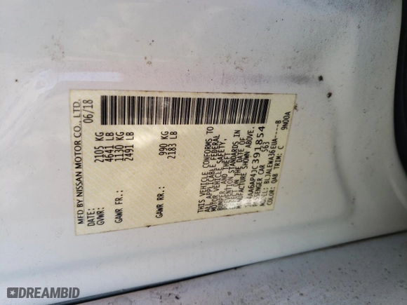 2018 Nissan Maxima SL with VIN 1N4AA6AP4JC391854, listed as a Copart auction lot 88760715 with 78,043 mi miles and Salvage Title. Bid and sale history available at carsss.com. Image 13.