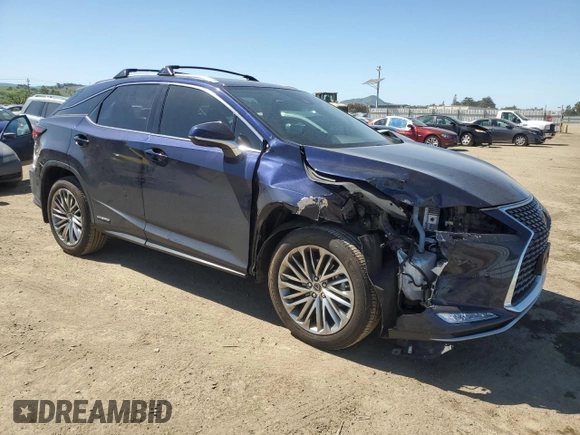 2022 Lexus RX 450h with VIN 2T2JGMDA3NC092983, listed as a Copart auction lot 52555535 with 14,140 mi miles and Salvage title. Bid and sale history available at DreamBid. Image 4.