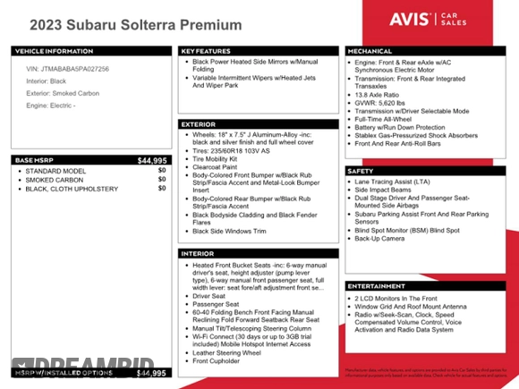2023 Subaru Solterra Premium с VIN JTMABABA5PA027256, выставлен на аукционе Copart как лот 55825145 с пробегом 16 642 миль миль и На запчасти • Non repairable. История ставок и продаж доступна на DreamBid. Изображение 12.