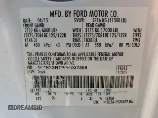 2015 Ford F-350 Lariat с VIN 1FT8X3BT9FED37558, выставлен на аукционе Copart как лот 62318945 с пробегом 109 232 миль миль и Списание • Salvage title. История ставок и продаж доступна на DreamBid. Изображение 12.
