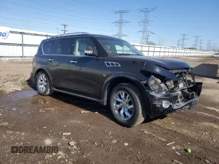 2014 Infiniti QX80 with VIN JN8AZ2NC0E9351135, listed as a Copart auction lot 52055355 with 0 mi miles and Salvage Title. Bid and sale history available at carsss.com. Image 4.