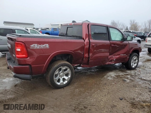 2025 Ram 1500 Big Horn with VIN 1C6SRFFP8SN522135, listed as a Copart auction lot 42783895 with 1,838 mi miles and Salvage Title. Bid and sale history available at carsss.com. Image 3.