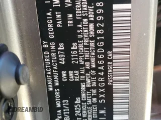 2013 Kia Optima SX with VIN 5XXGR4A66DG182998, listed as a Copart auction lot 46853795 with 138,362 mi miles and Salvage Title. Bid and sale history available at carsss.com. Image 12.