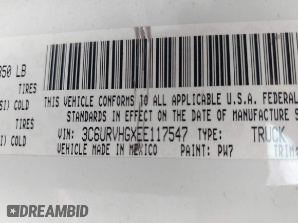 2014 Ram ProMaster Cargo with VIN 3C6URVHGXEE117547, listed as a IAAI auction lot 41904561 with 205,300 mi miles and . Bid and sale history available at DreamBid. Image 9.