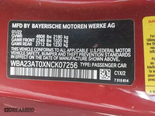 2022 BMW 4 Series 430i with VIN WBA23AT0XNCK07256, listed as a IAAI auction lot 42029209 with 19,238 mi miles. Bid and sale history available at carsss.com. Image 9.