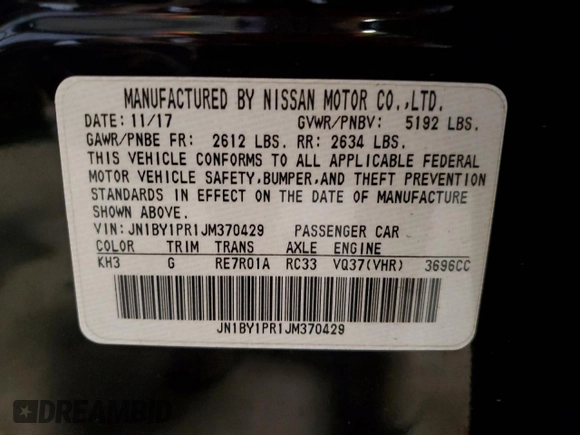 2018 Infiniti Q70 Luxe с VIN JN1BY1PR1JM370429, выставлен на аукционе Copart как лот 61178185 с пробегом 48 972 миль миль и Списание • Salvage title. История ставок и продаж доступна на DreamBid. Изображение 13.