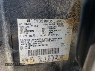 2003 Ford F-150 XLT with VIN 1FTRW07L53KC70209, listed as a Copart auction lot 48874975 with 335,523 mi miles and Salvage Title. Bid and sale history available at carsss.com. Image 12.