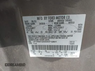 2005 Ford F-150 XLT z VIN 1FTRW12W55KF12801, wystawiony jako IAAI lot #42071518 z przebiegiem 462 561 mil mil oraz . Historia ofert i sprzedaży dostępna na DreamBid. Obrazek 9.