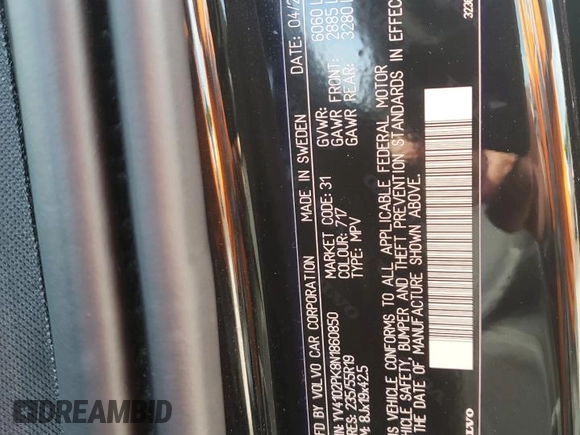 2022 Volvo XC90 Momentum z VIN YV4102PK8N1860850, wystawiony jako Copart lot #55031765 z przebiegiem 30 726 mil mil oraz Szkoda całkowita • Salvage title. Historia ofert i sprzedaży dostępna na DreamBid. Obrazek 14.