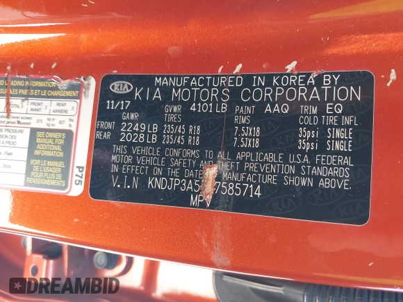2018 Kia Soul + with VIN KNDJP3A57J7585714, listed as a IAAI auction lot 42070904 with 248,637 mi miles. Bid and sale history available at carsss.com. Image 9.