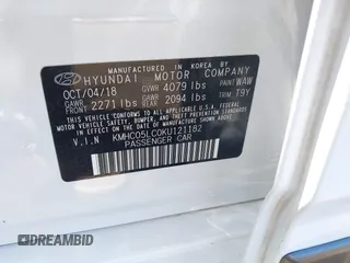 2019 Hyundai Ioniq Limited z VIN KMHC05LC0KU121182, wystawiony jako IAAI lot #41799177 z przebiegiem 51 945 mil mil oraz . Historia ofert i sprzedaży dostępna na DreamBid. Obrazek 9.