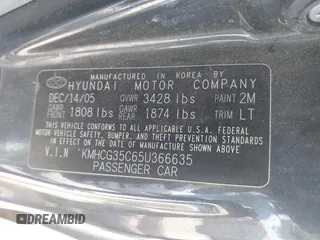2005 Hyundai Accent GLS z VIN KMHCG35C65U366635, wystawiony jako IAAI lot #42389348 z przebiegiem 65 872 mil mil oraz . Historia ofert i sprzedaży dostępna na DreamBid. Obrazek 9.
