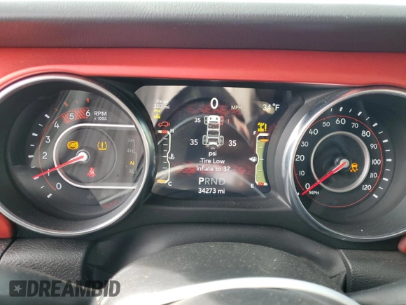 2021 Jeep Wrangler Unlimited Rubicon with VIN 1C4JJXFM6MW818162, listed as a Copart auction lot 42187885 with 34,273 mi miles and Salvage Title. Bid and sale history available at carsss.com. Image 9.