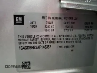 2010 Buick LaCrosse CXL with VIN 1G4GD5EG2AF146352, listed as a Copart auction lot 56228555 with 162,170 mi miles and Salvage title. Bid and sale history available at DreamBid. Image 13.