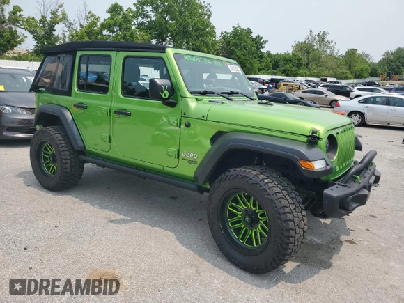 2018 Jeep Wrangler Unlimited Sport z VIN 1C4HJXDG5JW320526, wystawiony jako Copart lot #58425305 z przebiegiem 118 603 mil mil oraz Szkoda całkowita • Salvage title. Historia ofert i sprzedaży dostępna na DreamBid. Obrazek 4.