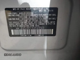 2016 Subaru Forester 2.5i Premium with VIN JF2SJADC8GH549569, listed as a IAAI auction lot 41828984 with 96,413 mi miles. Bid and sale history available at carsss.com. Image 9.