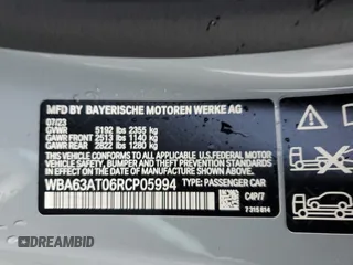 2024 BMW 4 Series M440i xDrive with VIN WBA63AT06RCP05994, listed as a Copart auction lot 62068824 with Not provided miles and Salvage title. Bid and sale history available at DreamBid. Image 14.