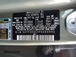 2023 Kia Telluride EX X-Line z VIN 5XYP3DGCXPG360992, wystawiony jako Copart lot #86904934 z przebiegiem 15 947 mil mil oraz Szkoda całkowita • Salvage title. Historia ofert i sprzedaży dostępna na DreamBid. Obrazek 16.