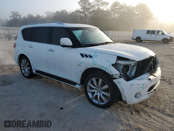 2014 Infiniti QX80 with VIN JN8AZ2NE1E9067174, listed as a Copart auction lot 43351525 with 115,255 mi miles and Salvage Title. Bid and sale history available at carsss.com. Image 4.