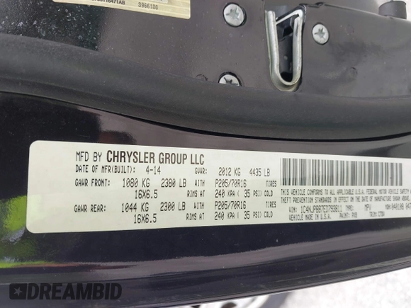 2014 Jeep Patriot Sport with VIN 1C4NJPBB7ED793811, listed as a IAAI auction lot 42442047 with 100,193 mi miles and . Bid and sale history available at DreamBid. Image 9.