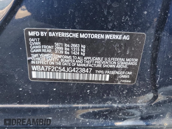 2018 BMW 7 Series ALPINA B7 xDrive with VIN WBA7F2C54JG423847, listed as a Copart auction lot 48316245 with 0 mi miles and Salvage Title. Bid and sale history available at carsss.com. Image 13.