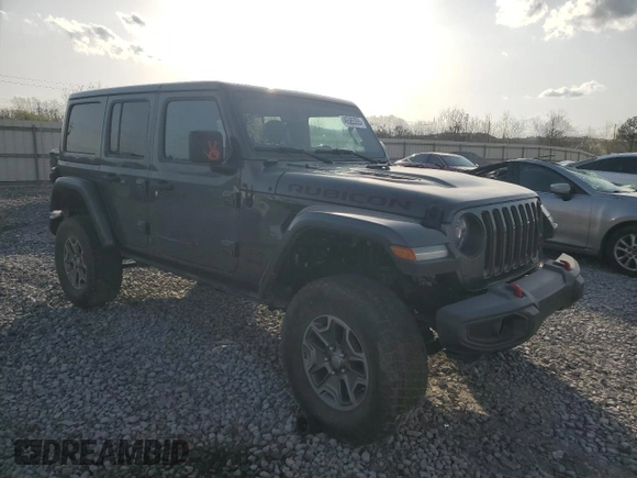 2020 Jeep Wrangler Unlimited Rubicon with VIN 1C4HJXFN3LW342670, listed as a Copart auction lot 46585355 with 19,569 mi miles and Salvage title. Bid and sale history available at DreamBid. Image 4.