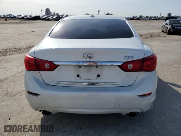 2014 Infiniti Q50 Premium with VIN JN1BV7AP2EM674006, listed as a Copart auction lot 52134725 with 144,321 mi miles and Salvage Title. Bid and sale history available at carsss.com. Image 6.
