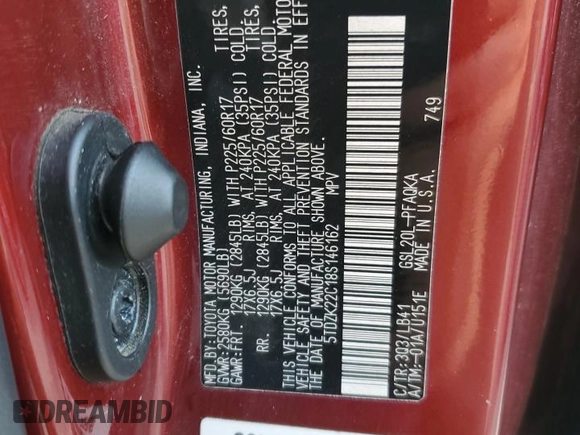 2008 Toyota Sienna XLE with VIN 5TDZK22C18S146162, listed as a Copart auction lot 63632595 with 217,770 mi miles and Clean title. Bid and sale history available at DreamBid. Image 13.