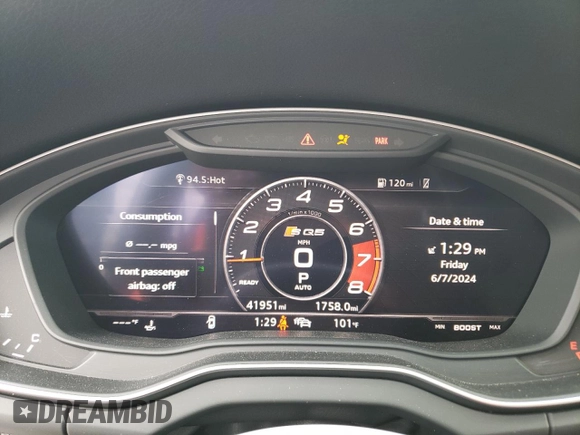 2020 Audi SQ5 Premium Plus with VIN WA1B4AFY9L2104182, listed as a Copart auction lot 57980934 with 41,951 mi miles and Salvage Title. Bid and sale history available at DreamBid. Image 9.