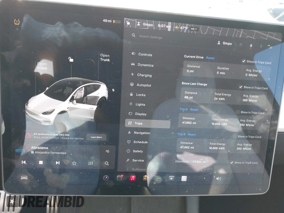 2021 Tesla Model Y Performance with VIN 5YJYGDEF2MF258711, listed as a IAAI auction lot 41367832 with 47,662 mi miles and . Bid and sale history available at DreamBid. Image 7.