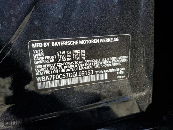 2016 BMW 7 Series 750i with VIN WBA7F0C57GGL99153, listed as a Copart auction lot 45475755 with 140,328 mi miles and Salvage title. Bid and sale history available at DreamBid. Image 12.