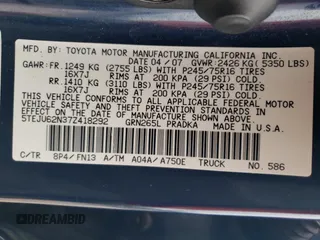 2007 Toyota Tacoma PreRunner with VIN 5TEJU62N37Z418292, listed as a Copart auction lot 42789845 with 240,071 mi miles and Salvage Title. Bid and sale history available at carsss.com. Image 12.