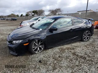 2018 Honda Civic Si Coupe with VIN 2HGFC3A55JH753650, listed as a Copart auction lot 47252955 with 92,808 mi miles and Salvage Title. Bid and sale history available at carsss.com. Image 1.