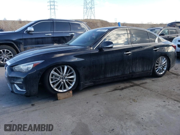 2021 Infiniti Q50 3.0t LUXE with VIN JN1EV7BP9MM700661, listed as a Copart auction lot 47864815 with 70,459 mi miles and Non Repairable. Bid and sale history available at carsss.com. Image 1.