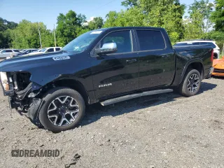 2025 Ram 1500 Laramie with VIN 1C6SRFJP7SN508640, listed as a Copart auction lot 65185935 with 4,453 mi miles and Salvage title. Bid and sale history available at DreamBid. Image 1.