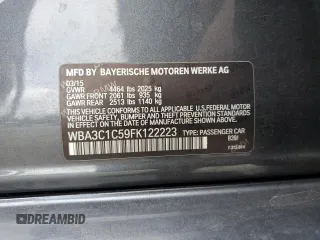 2015 BMW 3 Series 328i z VIN WBA3C1C59FK122223, wystawiony jako Copart lot #56991615 z przebiegiem 83 519 mil mil oraz Szkoda całkowita • Salvage title. Historia ofert i sprzedaży dostępna na DreamBid. Obrazek 12.