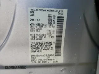 2010 Nissan Titan SE with VIN 1N6BA0ED4AN317007, listed as a Copart auction lot 42290495 with 130,724 mi miles and Salvage Title. Bid and sale history available at carsss.com. Image 12.