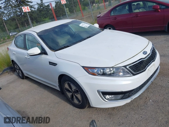 2012 Kia Optima Hybrid with VIN KNAGM4AD9C5011658, listed as a IAAI auction lot 42197129 with 142,977 mi miles. Bid and sale history available at carsss.com. Image 1.