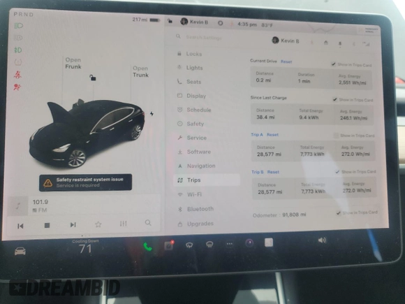 2018 Tesla Model 3 Long Range Battery z VIN 5YJ3E1EBXJF146293, wystawiony jako Copart lot #55349015 z przebiegiem 91 808 mil mil oraz Szkoda całkowita • Salvage title. Historia ofert i sprzedaży dostępna na DreamBid. Obrazek 9.