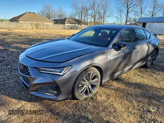 2023 Acura TLX w/A-Spec Package with VIN 19UUB6F59PA003826, listed as a Copart auction lot 47489445 with 9,291 mi miles and Salvage Title. Bid and sale history available at carsss.com. Image 1.