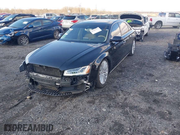 2015 Audi A8 L 4.0T with VIN WAU32AFD4FN014063, listed as a IAAI auction lot 41501970 with 158,570 mi miles. Bid and sale history available at carsss.com. Image 2.