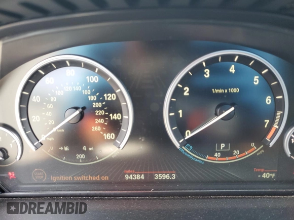 2016 BMW 5 Series 550i xDrive with VIN WBAKP9C52GG587591, listed as a Copart auction lot 58402505 with 94,384 mi miles and Salvage title. Bid and sale history available at DreamBid. Image 9.