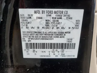 2008 Ford Escape XLT с VIN 1FMCU031X8KB43331, выставлен на аукционе Copart как лот 58225055 с пробегом 187 719 миль миль и На запчасти • Non repairable. История ставок и продаж доступна на DreamBid. Изображение 12.