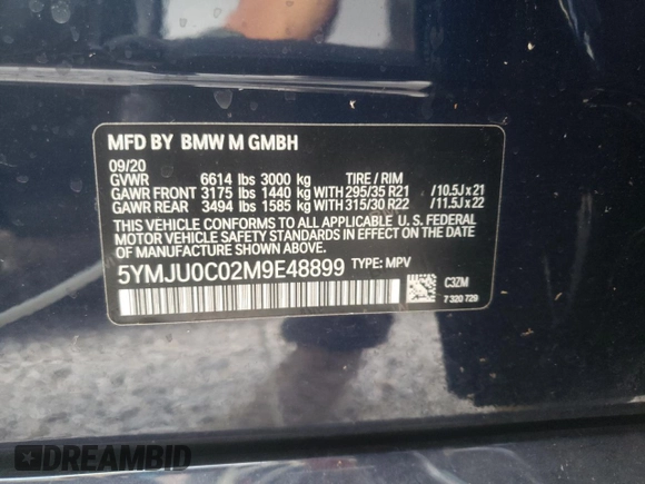 2021 BMW X5 M z VIN 5YMJU0C02M9E48899, wystawiony jako Copart lot #62313822 z przebiegiem 18 708 mil mil oraz . Historia ofert i sprzedaży dostępna na DreamBid. Obrazek 10.