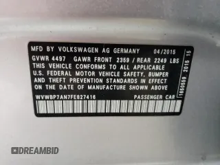 2015 Volkswagen CC R-Line z VIN WVWBP7AN7FE827416, wystawiony jako Copart lot #79017904 z przebiegiem 182 162 mil mil oraz Szkoda całkowita • Salvage title. Historia ofert i sprzedaży dostępna na DreamBid. Obrazek 12.