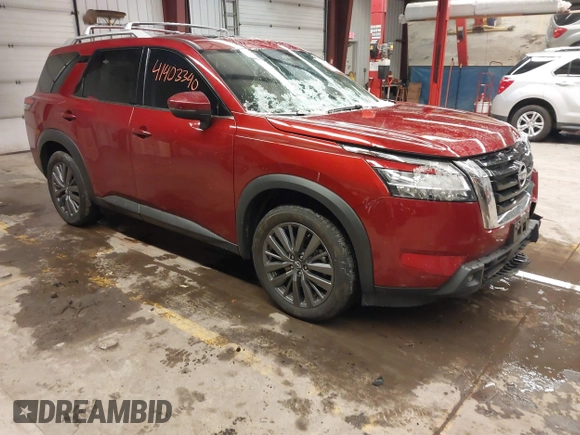 2023 Nissan Pathfinder SL with VIN 5N1DR3CD7PC230257, listed as a IAAI auction lot 41403340 with 22,698 mi miles and . Bid and sale history available at DreamBid. Image 1.